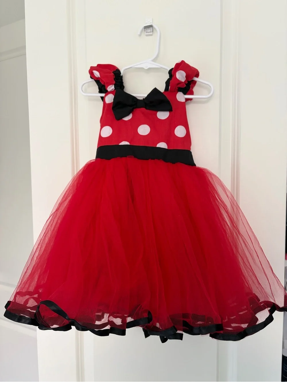 Kids Minnie Mouse Red Polka Dot Tulle Dress w/Headband Ears